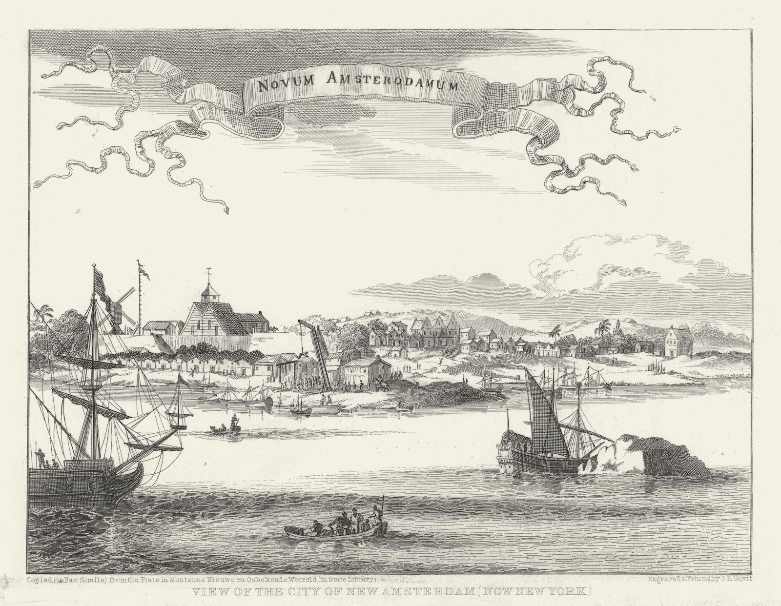 View of the City of New Amsterdam (now New York City). Novum Amsterdamum 1851